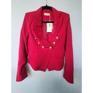 Choosy NWT Magenta Double Breasted Blazer Gold Button Jacket Size 4